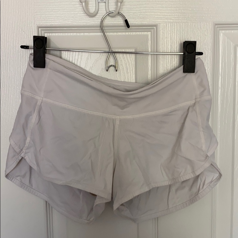 White Lululemon Speed Up shorts